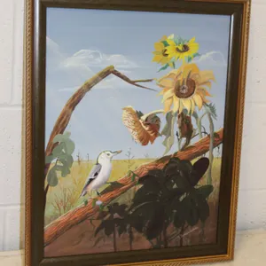 Linda Lakemacher Bird & Sunflower Painting
