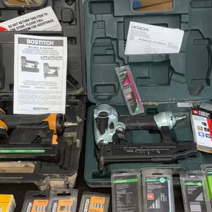 Hitachi NT50AE2 & Bostitch SX1838 Pneumatic Nailers with Cases & Fasteners