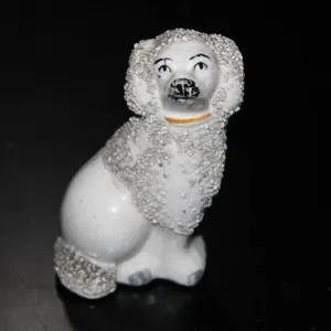 Antique Staffordshire Confetti Textured Poodle Dog Figurine