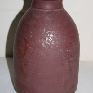Glazed Redware Stoneware Jug or Bottle with Short Neck and Rolled Rim, See Photos for Measurements,