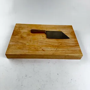 WHITEKNUCKLER 1.5-INCH-THICK CUTTING BOARD & 154CM STAINLESS CLEAVER WITH ENGRAVED BRASS HANDLES