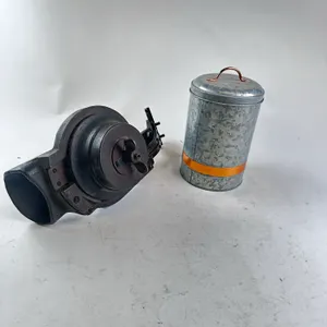 GALVANIZED STEEL CANISTER WITH COPPER TRIM & CAST IRON RIVET FEEDER