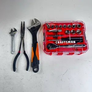 SMALL RATCHET SET, ADJUSTABLE CRESCENT WRENCHES & NEEDLE-NOSE PLIERS