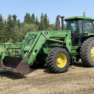 1990 JOHN DEERE 4455 MFWD Tractor w/ JD 280 FEL, 8' Bucket, & Grapple, Shedded