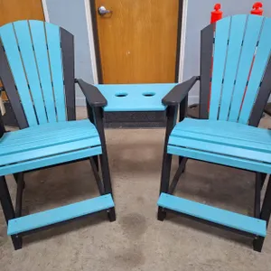 2 Quality Amish Lake Poly Balcony Chairs with Cup Holders