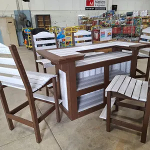 Quality Amish Lake Poly Patio Bar Set: Bar 72"x33"x40", 5 Stools (4 Bar Stools, 1 Counter Height Bar Stool)