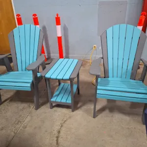 2 Quality Amish Lake Poly Adirondak Chairs and End Table 23"x17"x22"