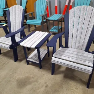 2 Quality Amish Lake Poly Adirondak Chairs and End Table 23"x17"x22"