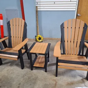 2 Quality Amish Lake Poly Adirondak Chairs and End Table 20"x18"x22"