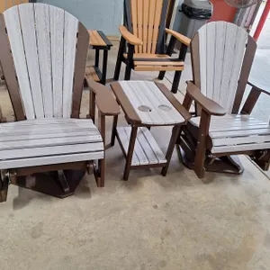 2 Quality Amish Lake Poly Adirondak Chairs and End Table 23"x17"x22"