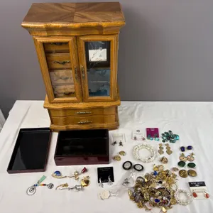 Costume Jewelry Lot with Jewelry Boxes