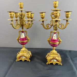 P.H Mourey Bronze Casted Mantle Candle Holders