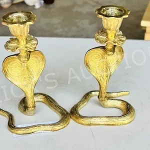 2 brass Cobra candle holders - 6" h