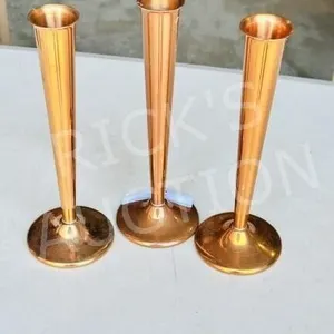 3 - 8" h brass, vintage flower vases ,