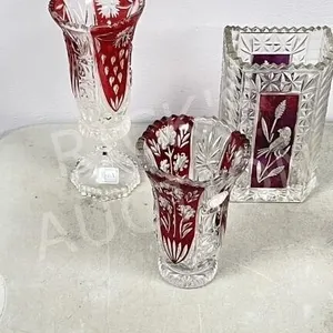 3-crystal vases,2 w/labels Germany 6", 7.5", 9"