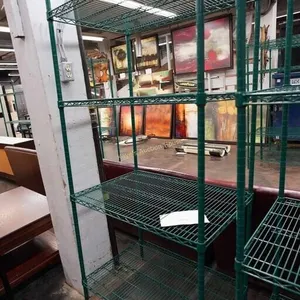 green metal shelf