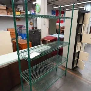 green metal shelf