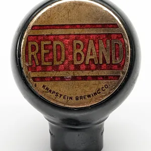 BALL TAP KNOB HANDLE RED BAND BEER KNAPSTEIN BREWING NEW LONDON WISCONSIN (GREEN DUCK)