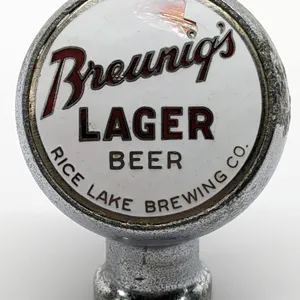 BALL TAP KNOB HANDLE BREUNIG'S LAGER BEER RICE LAKE WISCONSIN