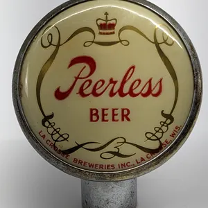 BALL TAP KNOB HANDLE PERLESS BEER LA CROSSE WISCONSIN (TIN CAN STYLE)