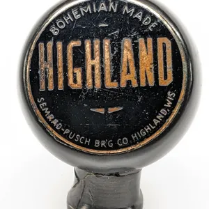 BALL TAP KNOB HANDLE BOHEMIAN MADE HIGHLAND BEER SEMRAD PUSCH WISCONSIN