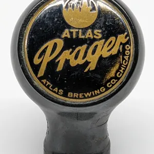 BALL TAP KNOB HANDLE ATLAS PRAGER BEER CHICAGO ILLINOIS (TRUE NAME)