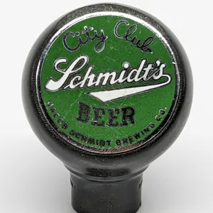 BALL TAP KNOB HANDLE SCHMIDT'S CITY CLUB BEER ST PAUL MINNESOTA (GREEN DUCK)