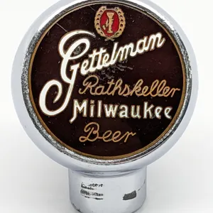 BALL TAP KNOB HANDLE GETTELMAN RATHSKELLER BEER MILWUKEE WISCONSIN (ROBBINS)