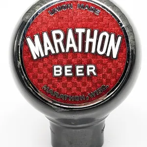 BALL TAP KNOB HANDLE UNION MADE MARATHON BEER WISCONSIN (GREEN DUCK)