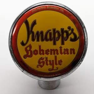 BALL TAP KNOB HANDLE KNAPPS BOHEMIAN STYLE BEER NEW LONDON WISCONSIN KNAPSTEIN (TIN CAN STYLE)