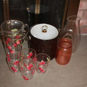 Strawberry Pitcher Set, Ice Bucket & Glassware