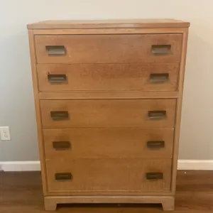 Vintage Mid-Century Modern Blonde Wood 5-Drawer Chest