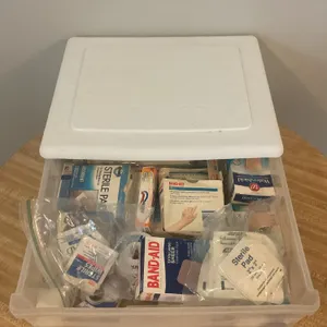 First Aid & Bandage Supply Lot with Storage Container