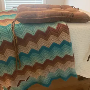 Handmade Afghans, Cream Bed Blanket & Chair Cushions