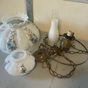 Vintage Milk Glass Hanging Swag Parlor Lamp