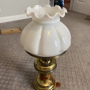Vintage Fenton-Style Milk Glass Hurricane Table Lamp