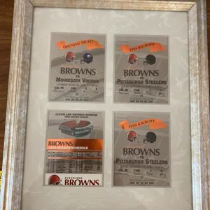Vintage 1999 Cleveland Browns Ingot / Ticket Stub Commemorative Framed Art