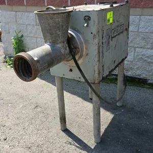 Hobart 4152 commercial meat grinder. Features push-button start/stop controls and 4-leg floor base. S/N: 11-176-390. Electrical: 208V, 60 Hz, 3-Phase,