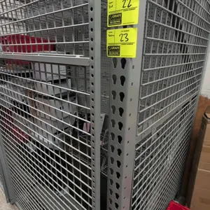 8'L of Madix gray wall shelving. Features pegboard backing and 30"D base shelves. 84"H uprights. Contents not included.