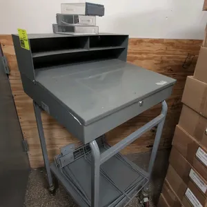 2008 Win-Holt RDWN-1 mobile metal shop desk. Features top organizer compartments, lockable drawer compartment, and lower storage shelf. 24"W x 48"H. M