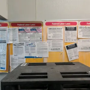 Framed cork bulletin boards. Designed for wall mounting. 4' x 3' each. Contents and surrounding items not included.