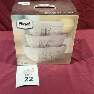 PARINI COOKWARE 3 PC CERAMIC MIXING BOWL SET (NEW)