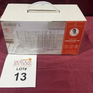 EMERIL LAGASSEE 8 PC GLASS DRINKWARE SET (NEW)