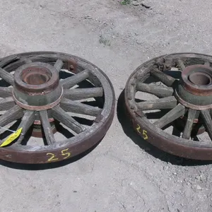 2 WOOD SPOKED WAGON WHEELS