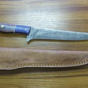 Custom Damascus Steel Chef Knife & Sheath