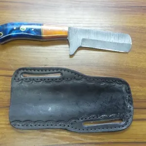 Custom Damascus Steel Cleaver Knife & Sheath