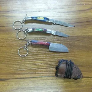 3 Mini Patterned Steel Knife Keychains