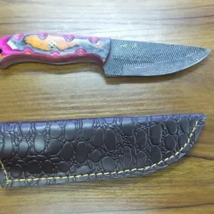 9" Textured Steel Fixed Blade Knife & Sheath