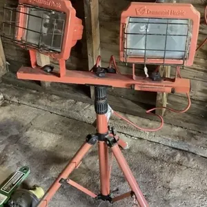 Electric lights with stand. One bulb burnt out