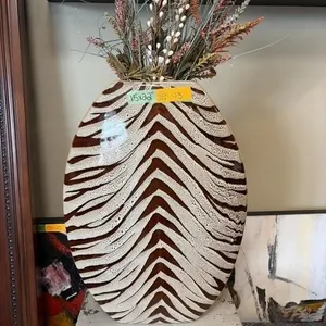 Ceramic Zebra Print Vase 15x22 inches